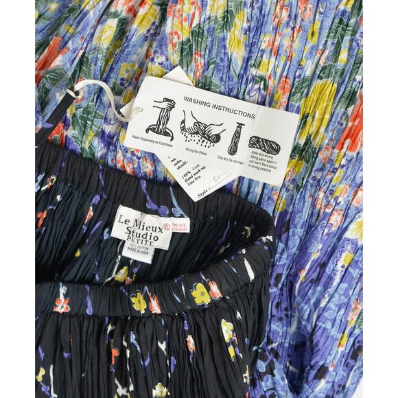 Vintage 90s Floral Broomstick Pleated Full Cotton Maxi Skirt S M - Picture 8 of 8